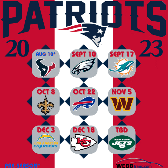 2023 Patriots’ Gillette Stadium Schedule